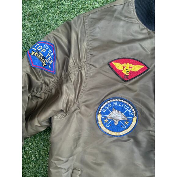 Bleecker & Mercer MA-1 Style Military Patch Bomber (Top Gun) Men’s Large - Picture 3 of 6